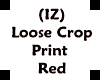 (IZ) Crop Print Red