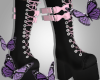 Black/Pink boots