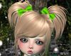 Pigtails Bows Green