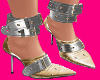 Gold Silver Belt Pumps D