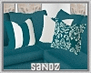 S. Teal Mod Couch
