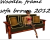Wooden frame brown sofa
