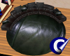 Round Leather Rug Black