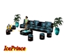 Couch Set  blue + Holz 