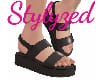 Black Sandals French Toe