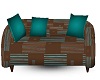 brown teal sofa w poses