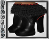 Black Fur Red Gem Boot