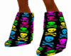 rainbow skull boots