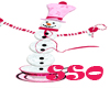 Snowman with pink cup