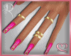 ღPink Nails+Gold Rings