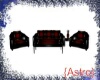 {A} Red/Black Couch Set