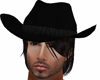 black cowboy hat + hair