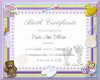 Piper's Birth Certificat
