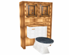 Oak Cabinet and Toilet