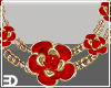 Red Rose necklace Ear