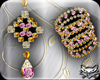 ! Gold Pink Jewel Set