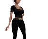 belted full black outfit