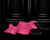pink~black pillow pile