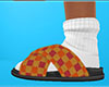 Red Gold Slides Plaid F