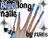 #RU Blue Long Nails Sprk