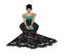 TURQUISE/BLACK LACE GOWN