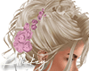 Pink flower/ blonde hair