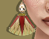 Gold Red Leaf Earrings