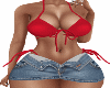 Red Bikini + Mini Skirt
