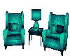 Teal Coffee Chat Chairs