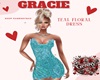 GRACIE TEAL FLR DRESS
