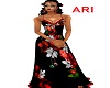 red flowery gown