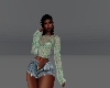 Teal LV top skull Shorts
