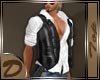 (D)Leather Vest -Gry/Wht