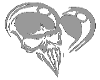 Trans Gray Heart Skull