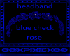 blue check rose headband