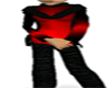 black / red pant suit