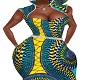 GR & YEL AFRICAN DRESS
