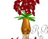 vase of petunias red