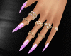 Purple Nails+Gold Ring