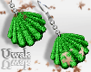 Green Scallop Earrings