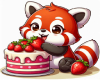 red panda eating cake