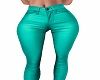 teal leather pants