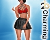 red and black skirt set