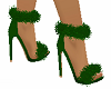 (K) green fuzzy heels