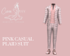 Pink  Casual Plaid Suit