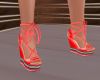 red laced wedged shoes