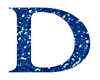 Blue Glitter Letter D