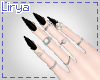 Black Nails Silver Rings
