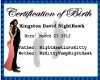 Certification of Birth