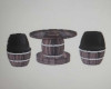 barrel chairs and table